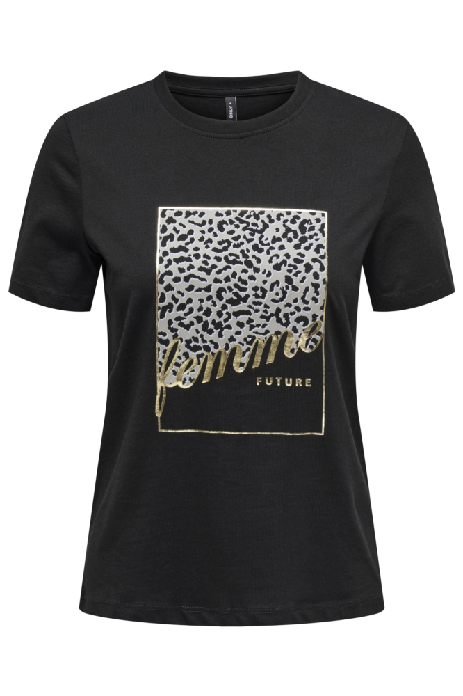 Only zwarte dames t-shirt | Vooraanzicht