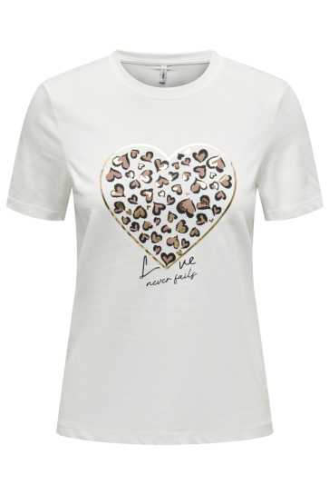 Only ONLTANYA LIFE REG S/S LEO PRINT TOP 15355699 CLOUD DANCER/HEART