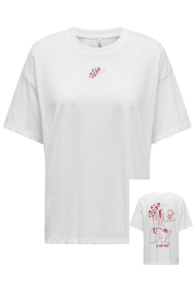 Only witte dames t-shirt | Vooraanzicht