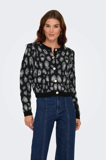 Only ONLSYBILLE LS JQ BUTTON CARDIGAN CS 15358214 BLACK/LIGHT GREY