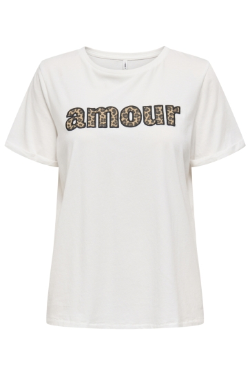 Only ONLLINE LIFE S/S O-NECK PRINT TOP C 15359250 CLOUD DANCER