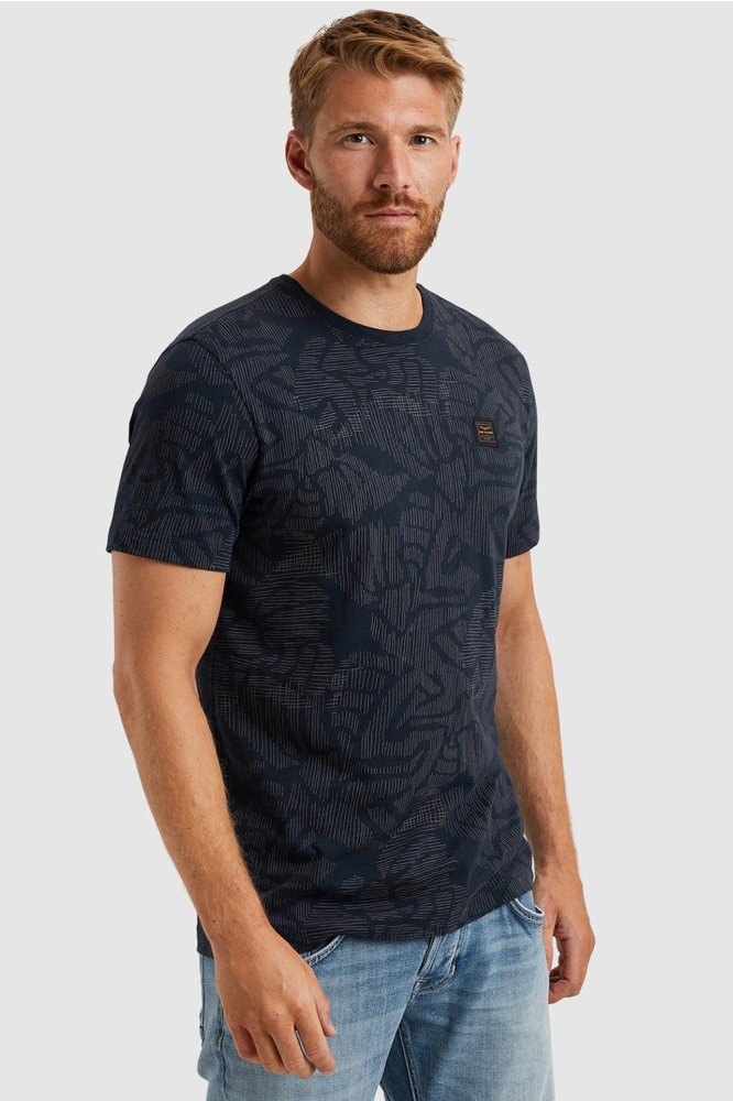 PME legend blauwe heren t-shirt | Model zijaanzicht