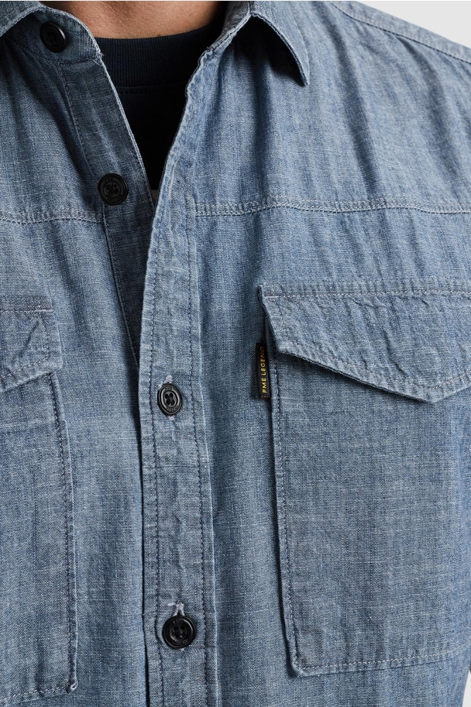 PME legend blauwe heren overhemd | Close up