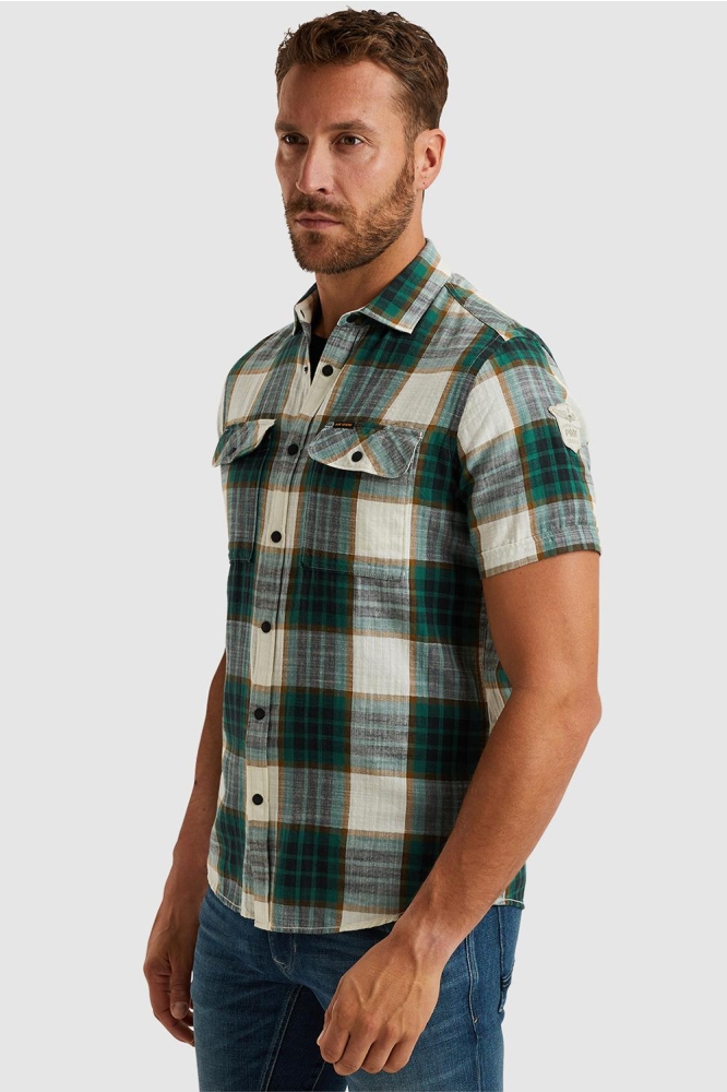 PME legend groene heren overhemd | Model zijaanzicht
