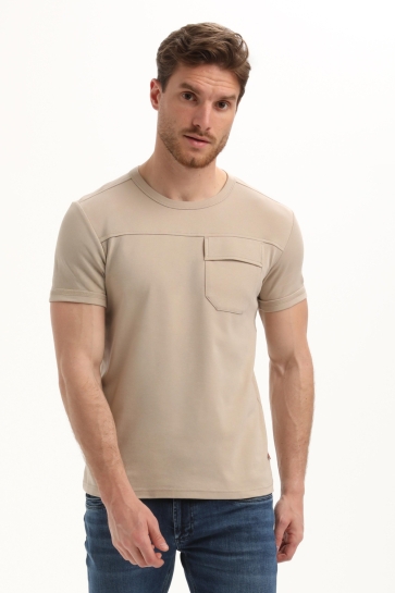 Gabbiano T-shirt INTERLOCK T SHIRT MET BORSTZAK 155716 4445 taupe