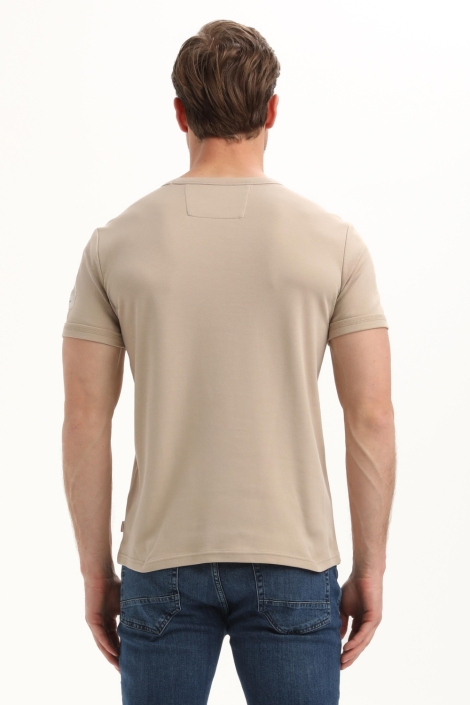 Gabbiano taupe heren t-shirt | Model achteraanzicht
