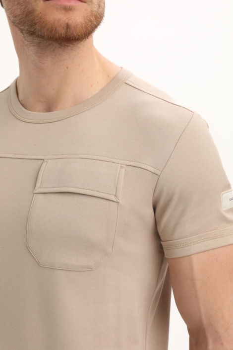Gabbiano taupe heren t-shirt | Close up