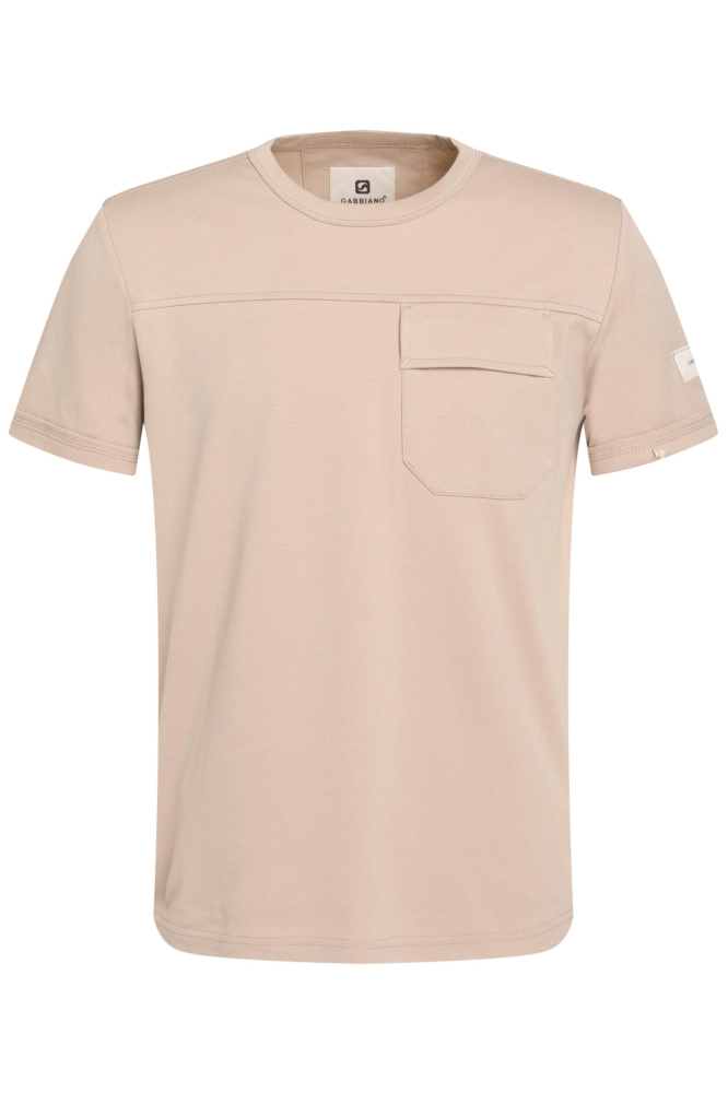 Gabbiano taupe heren t-shirt | Vooraanzicht