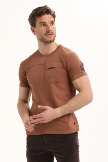 Gabbiano T-shirt INTERLOCK T SHIRT MET BORSTZAK 155716 Clay