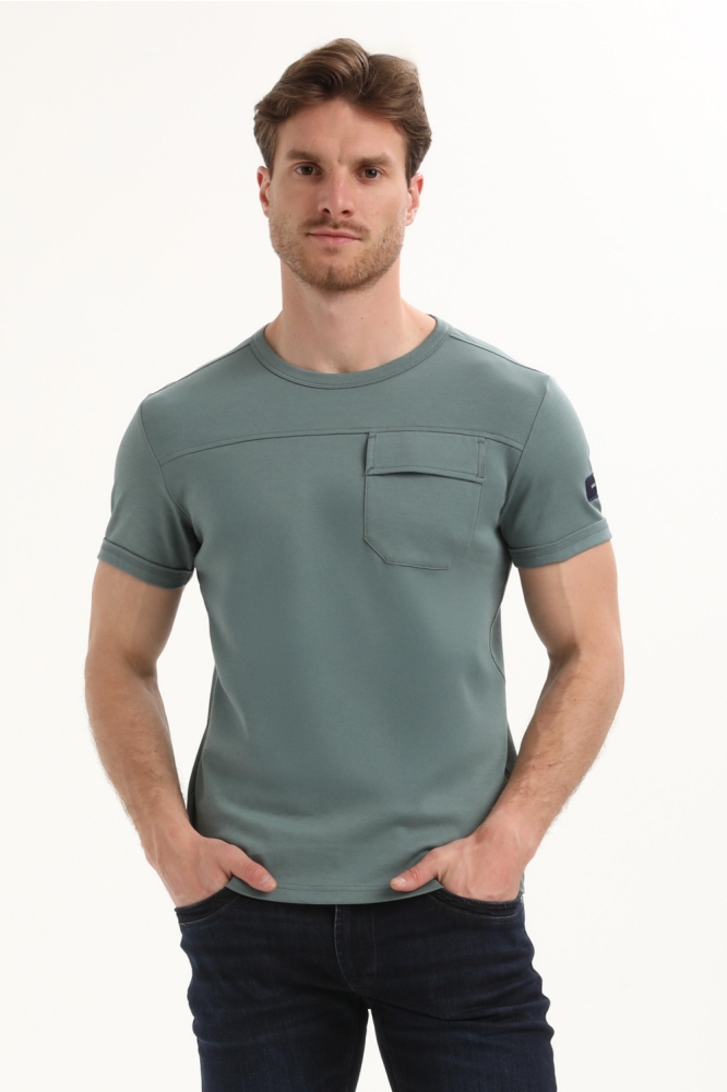 Gabbiano blauwe heren t-shirt | Model vooraanzicht