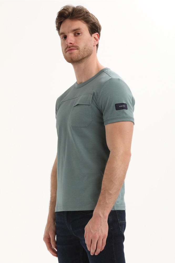 Gabbiano blauwe heren t-shirt | Model zijaanzicht