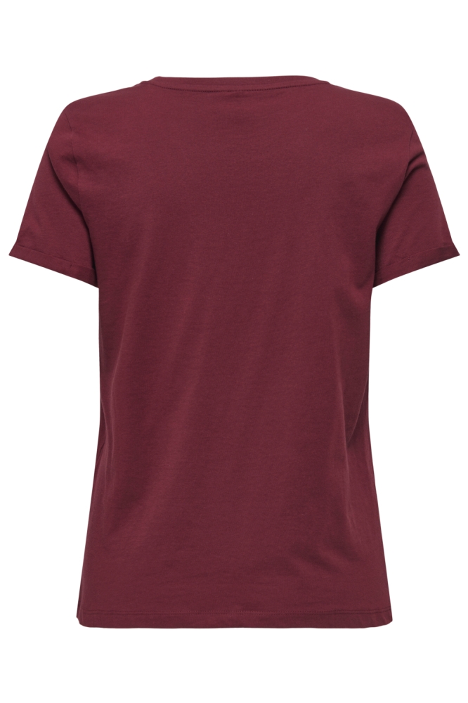 Only bordeaux dames t-shirt | Achteraanzicht