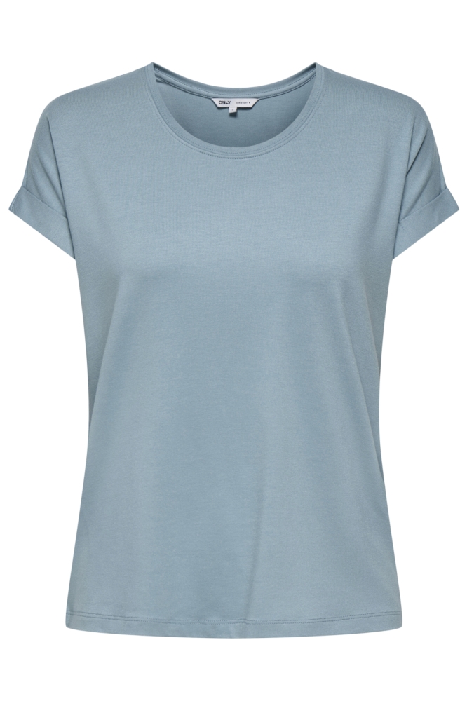 Only blauwe dames t-shirt | Vooraanzicht