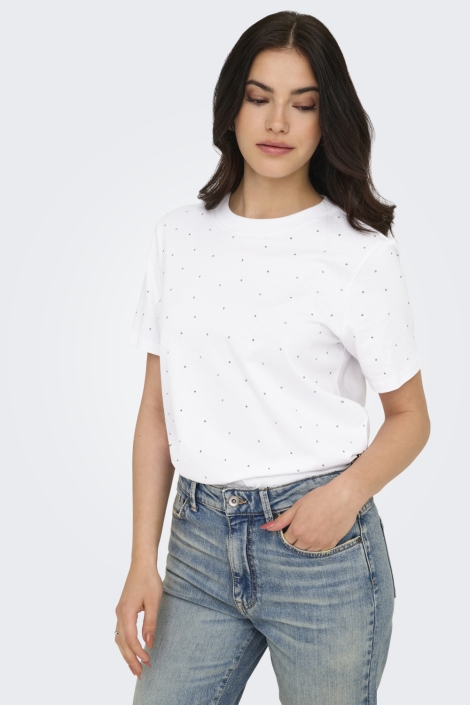 Only witte dames t-shirt | Model vooraanzicht