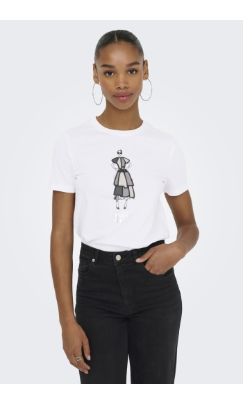 ONLEMMA LIFE REG S/S LADY TOP JRS 15329752 BRIGHT WHITE/CONFIDENCE