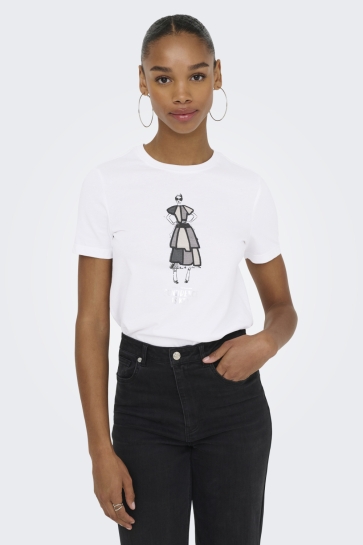 Only onlemma life reg s/s lady top jrs Wit