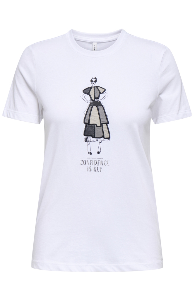 Only witte dames t-shirt | Vooraanzicht