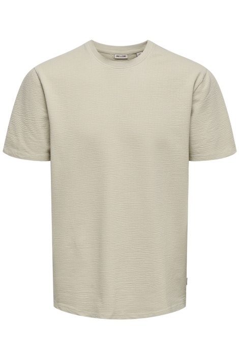 Only & Sons beige heren t-shirt | Vooraanzicht