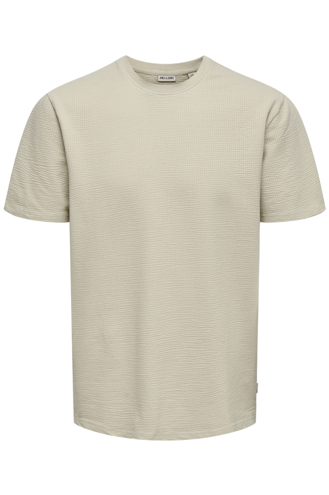 Only & Sons beige heren t-shirt | Vooraanzicht