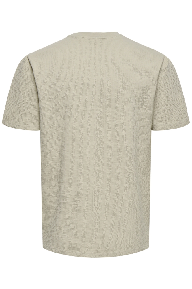 Only & Sons beige heren t-shirt | Achteraanzicht