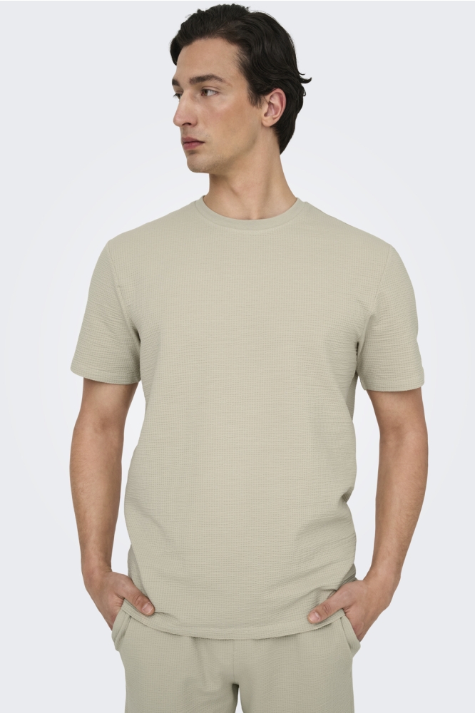 Only & Sons beige heren t-shirt | Model