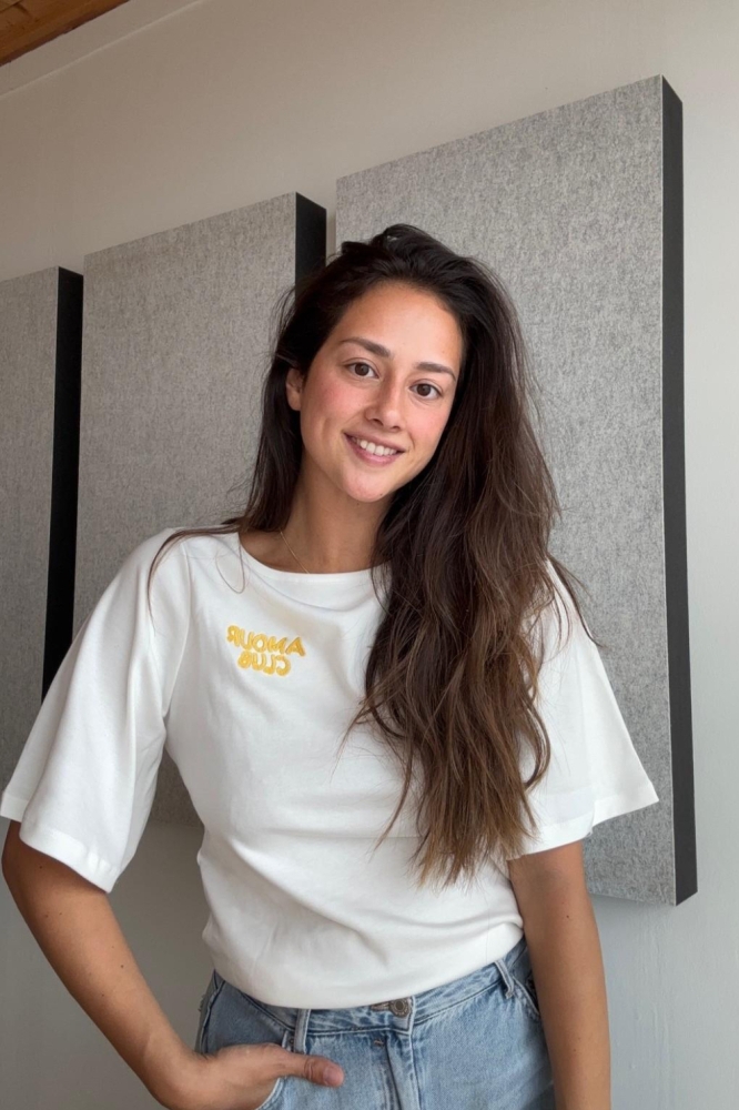 Vero Moda witte dames t-shirt | Model vooraanzicht