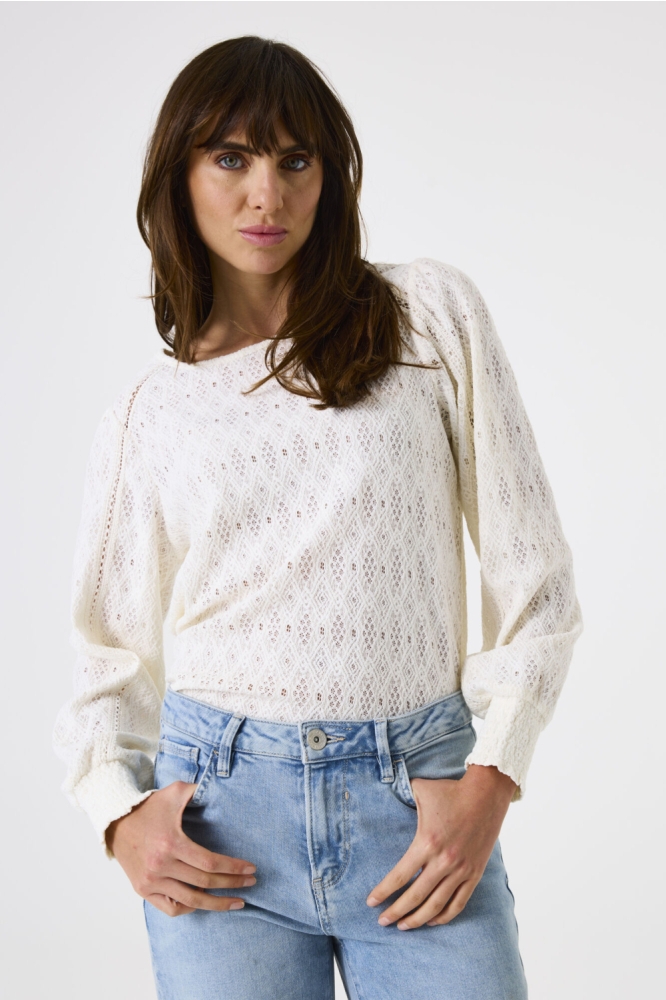 Garcia witte dames t-shirt | Model vooraanzicht