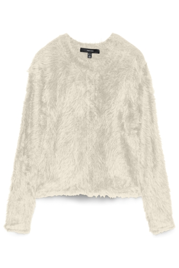 Vero Moda VMFLUFFY LS O-NECK CARDIGAN 10337471 BIRCH