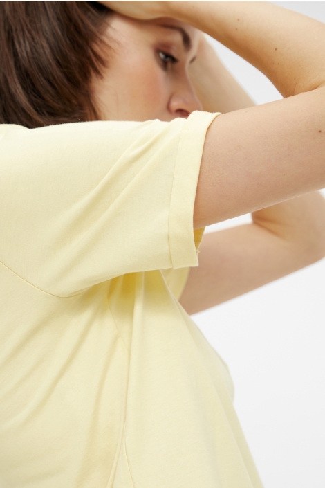 Pieces gele dames t-shirt | Close up