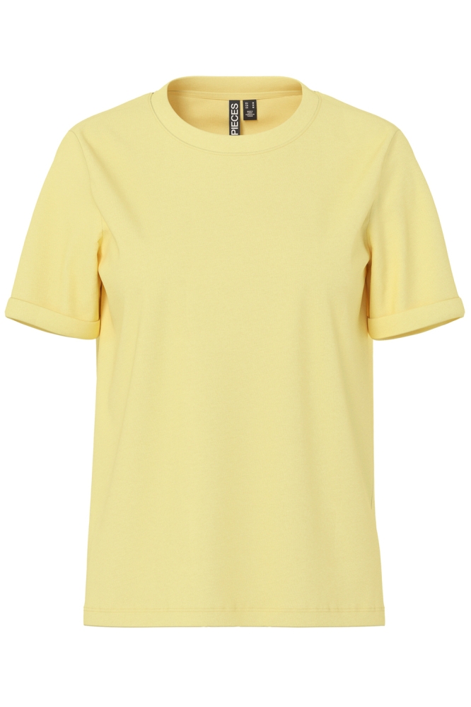 Pieces gele dames t-shirt | Vooraanzicht