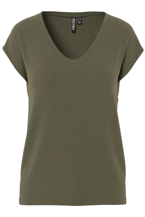 Pieces groene dames t-shirt | Vooraanzicht