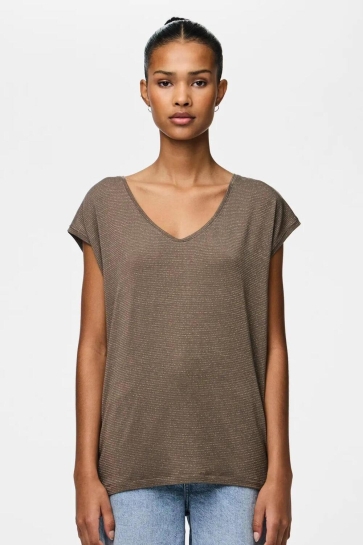 Pieces pcbillo tee lurex stripes jrs noos Bruin