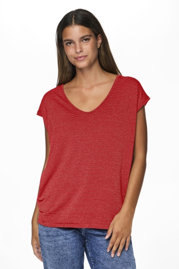 Pieces PCBILLO TEE LUREX STRIPES JRS NOOS 17078572 POPPY RED