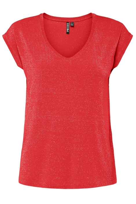 Pieces rode dames t-shirt | Vooraanzicht