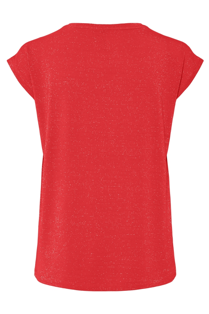 Pieces rode dames t-shirt | Achteraanzicht