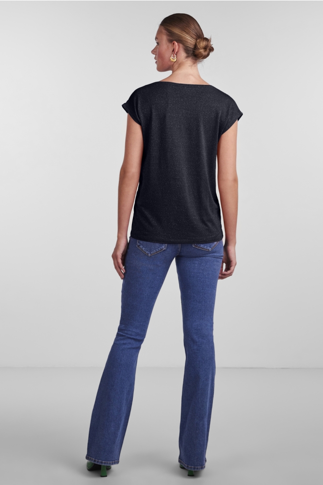 Pieces blauwe dames t-shirt | Model