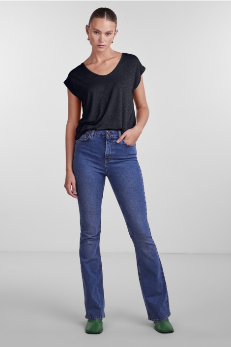 Pieces blauwe dames t-shirt | Model