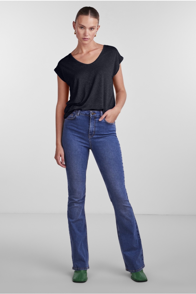 Pieces blauwe dames t-shirt | Model