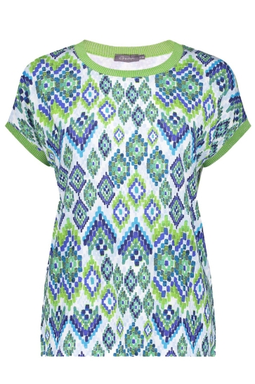 Geisha T-shirt SARAH TOP MET PRINT 42053 60 Navy/Green