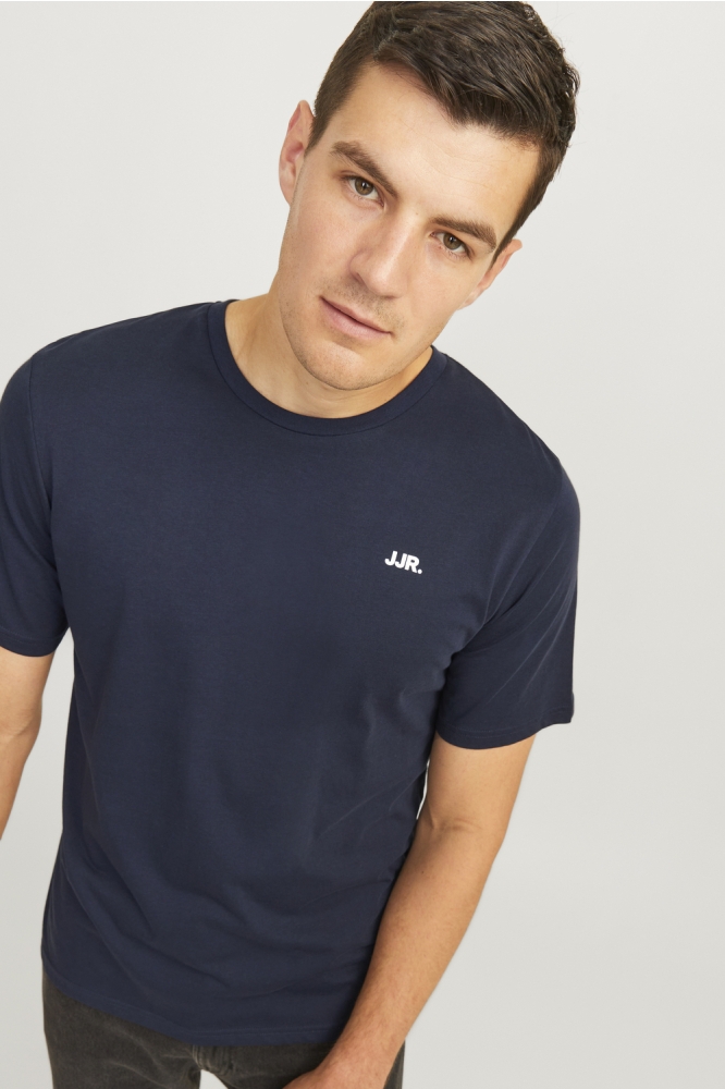 JJ Rebel blauwe heren t-shirt | Close up