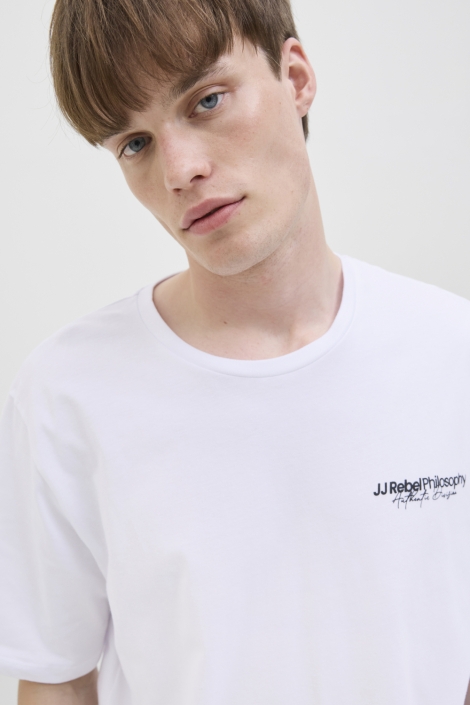 JJ Rebel witte heren t-shirt | Close up