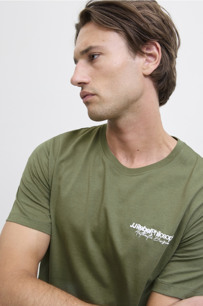 JJ Rebel groene heren t-shirt | Close up