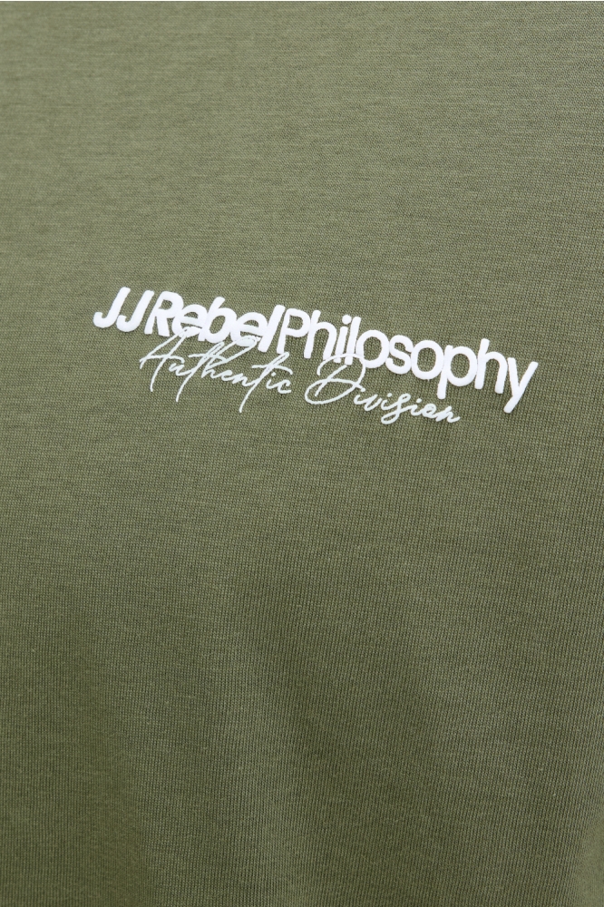 JJ Rebel groene heren t-shirt | Close up