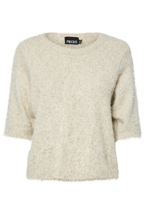 Pieces beige dames t-shirt | Vooraanzicht