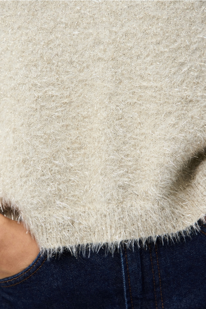 Pieces beige dames t-shirt | Close up