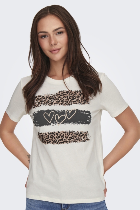 Only witte dames t-shirt | Model vooraanzicht