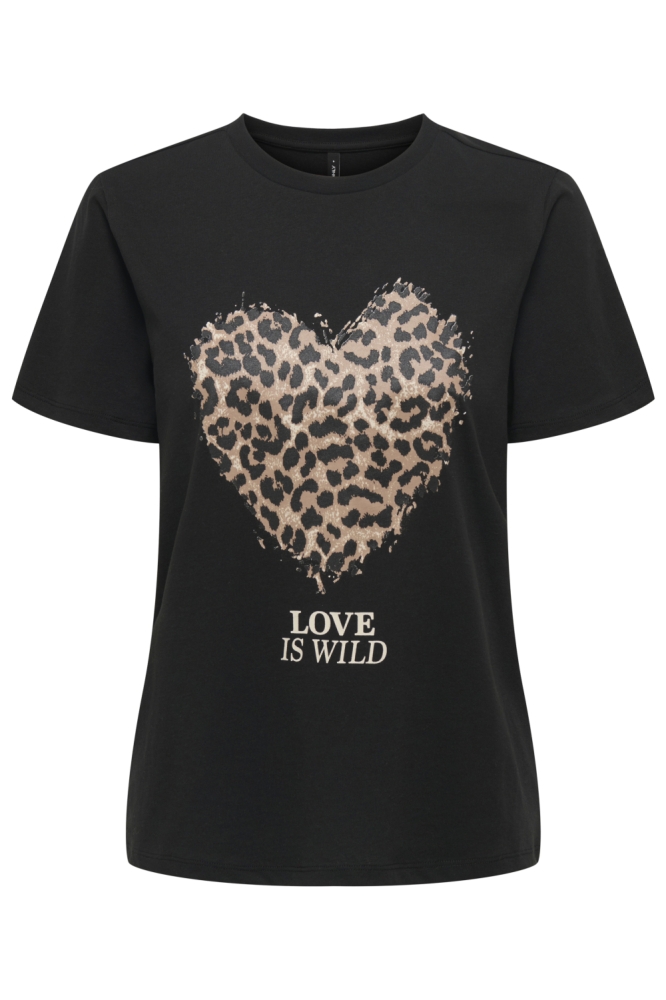 Only zwarte dames t-shirt | Vooraanzicht