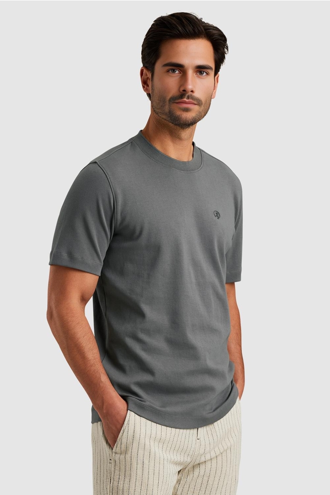 Cast Iron grijze heren t-shirt | Model zijaanzicht