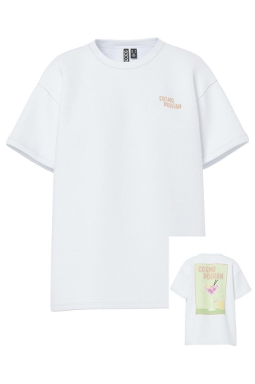 Pieces PCALIFI FASTTRACK SS OVERSIZE TEE J 17163845 BRIGHT WHITE/SMALL COSMOPOLITAN