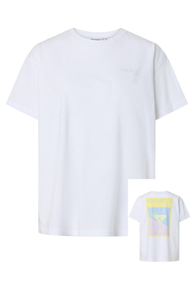 Pieces witte dames t-shirt | Vooraanzicht